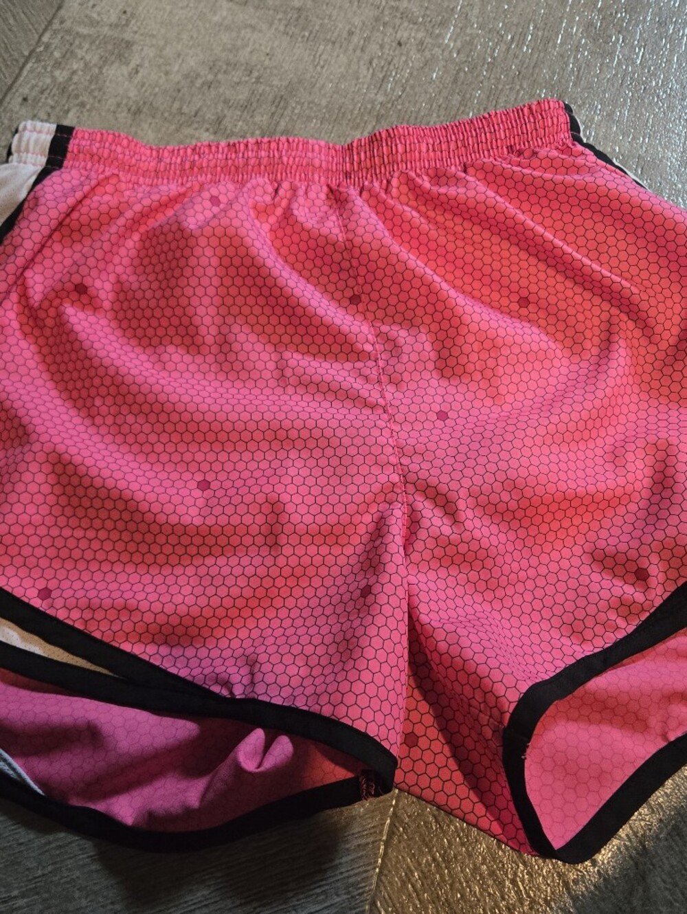 Nike Dri-fit Pink Honeycomb Athletic Shorts with Black Trim Small (4-6)